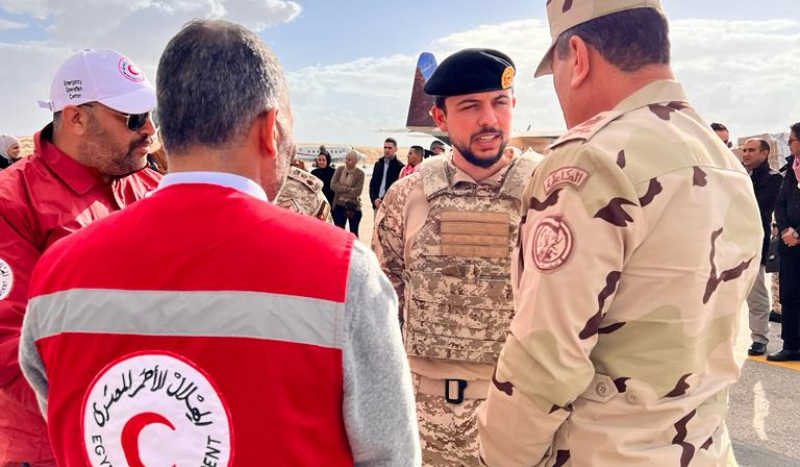 ولي العهد يصل إلى مدينة العريش المصرية للإشراف على تجهيز وإرسال مستشفى ميداني أردني جديد إلى غزة