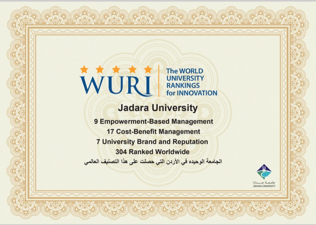 جامعة جدارا تحقّق إنجازًا عالميًا بتصنيفها ضمن أفضل 400 جامعة ريادية في العالم لعام 2025